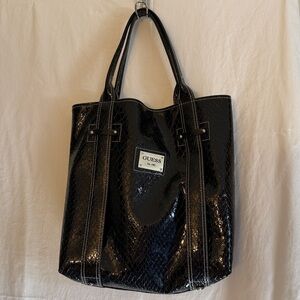 Guess Shiny Black Tote Bag